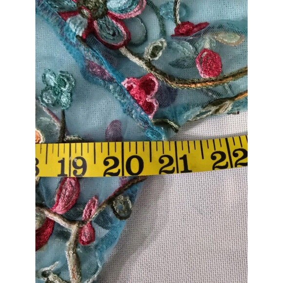 ASHA Boho Embroidered Mesh Top Crochet Fringe Festival Blouse Women’s One Size - Picture 4 of 5